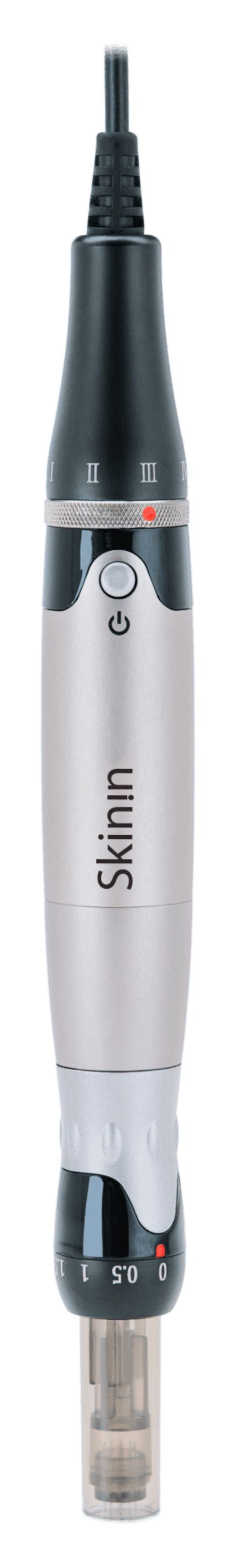 Skinin micro-needling pen with needle cartridge attached